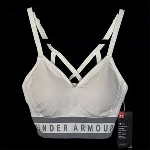 Under Armour Women's Sports Bra Size Medium White Seamless Low Impact V-Neck